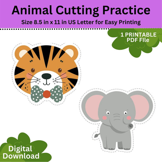 Animal Cutting Practice: Pre-K Activity Bundle (Digital Download)