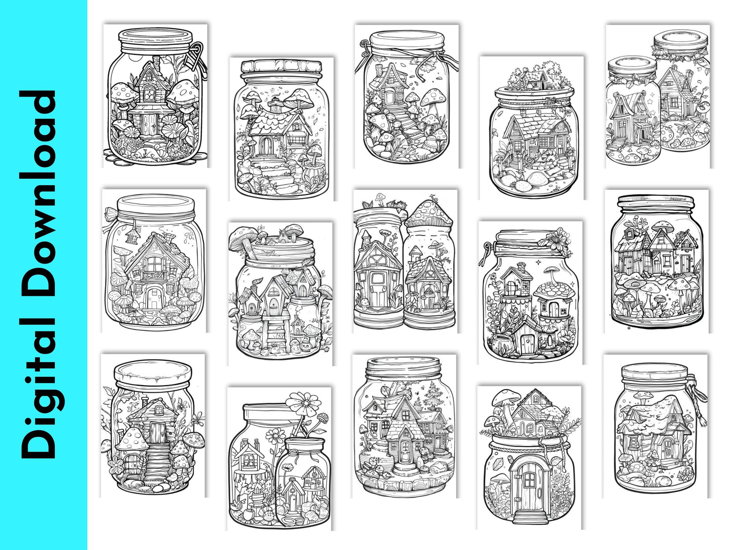 Coloring Book: 90 'In A Jar' Themed Pages (Digital Download)