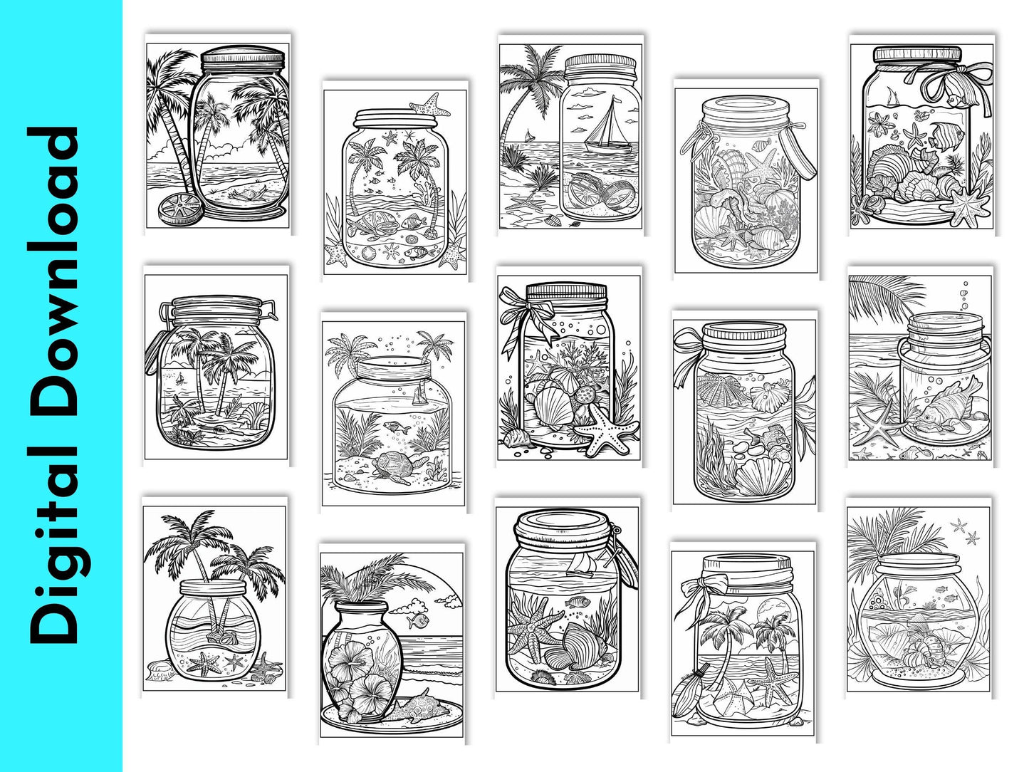 Coloring Book: 90 'In A Jar' Themed Pages (Digital Download)