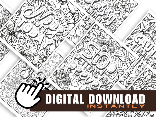 Sarcastic Woman Coloring Book: 30 Printable Self-Help Pages (Digital Download)