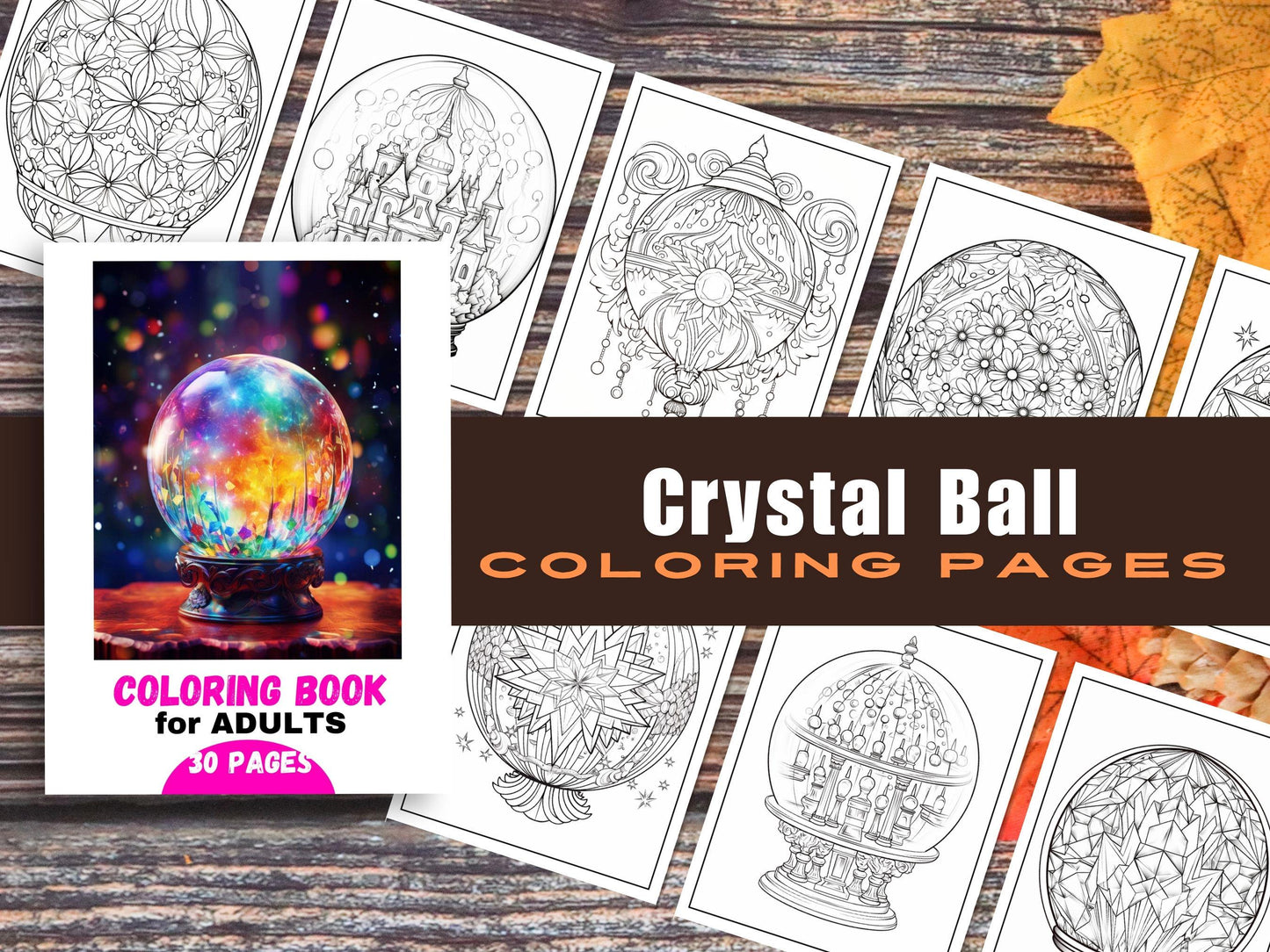 Crystal Ball Coloring Pages: 30 Printable Art Therapy Sheets (Digital Download)