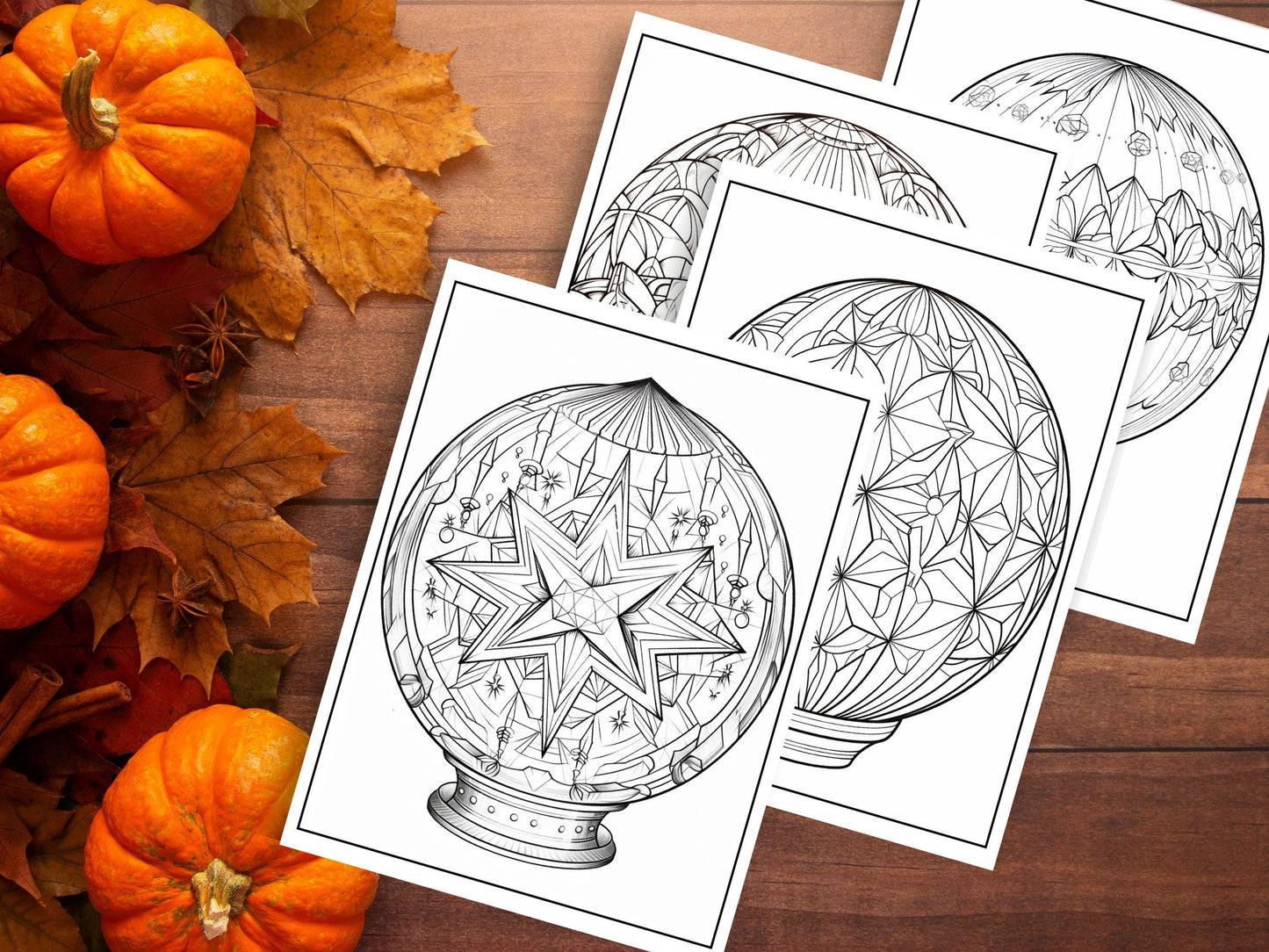 Crystal Ball Coloring Pages: 30 Printable Art Therapy Sheets (Digital Download)