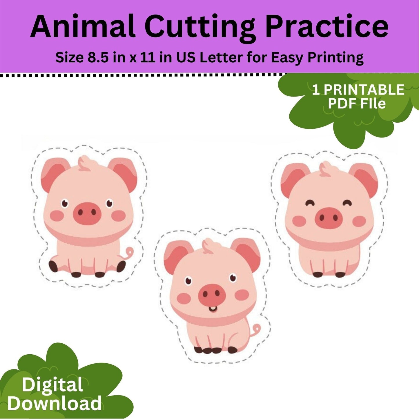 Animal Cutting Practice: Pre-K Activity Bundle (Digital Download)