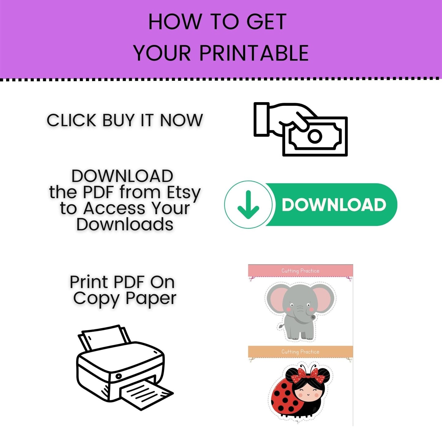 Animal Cutting Practice: Pre-K Activity Bundle (Digital Download)