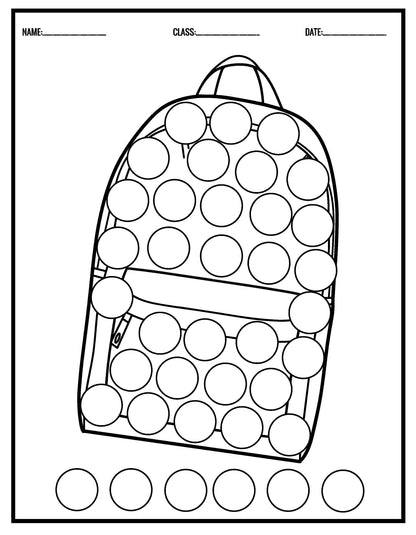 Back to School Dot Marker Activity Book: 10 Pages (Digital Download)
