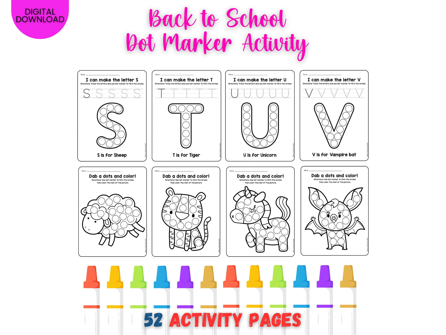Alphabet Animals Dot Marker Activity Book: Pre-K Learning (Digital Download)