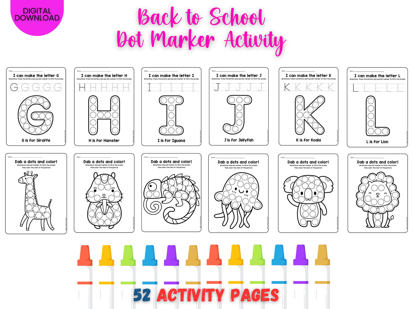 Alphabet Animals Dot Marker Activity Book: Pre-K Learning (Digital Download)