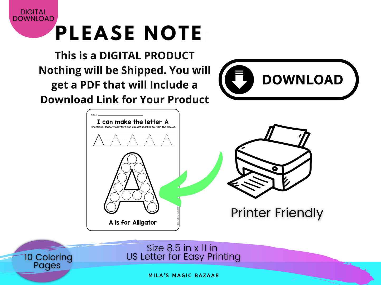 Alphabet Animals Dot Marker Activity Book: Pre-K Learning (Digital Download)