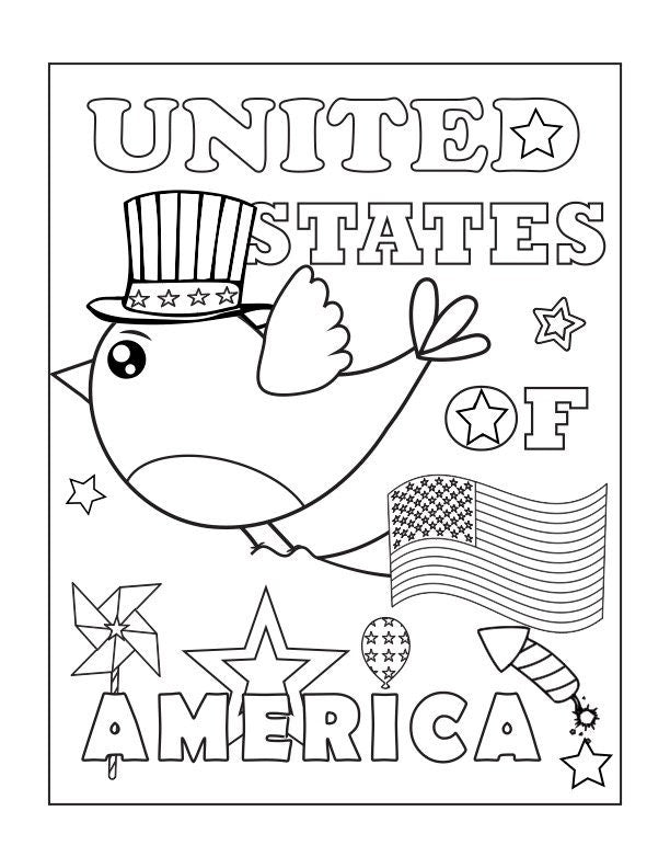 4th of July Kid's Coloring Book: 10 Patriotic Pages (Digital Download)