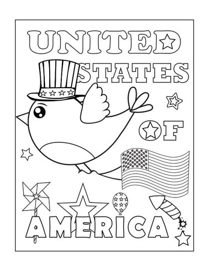 4th of July Kid's Coloring Book: 10 Patriotic Pages (Digital Download)