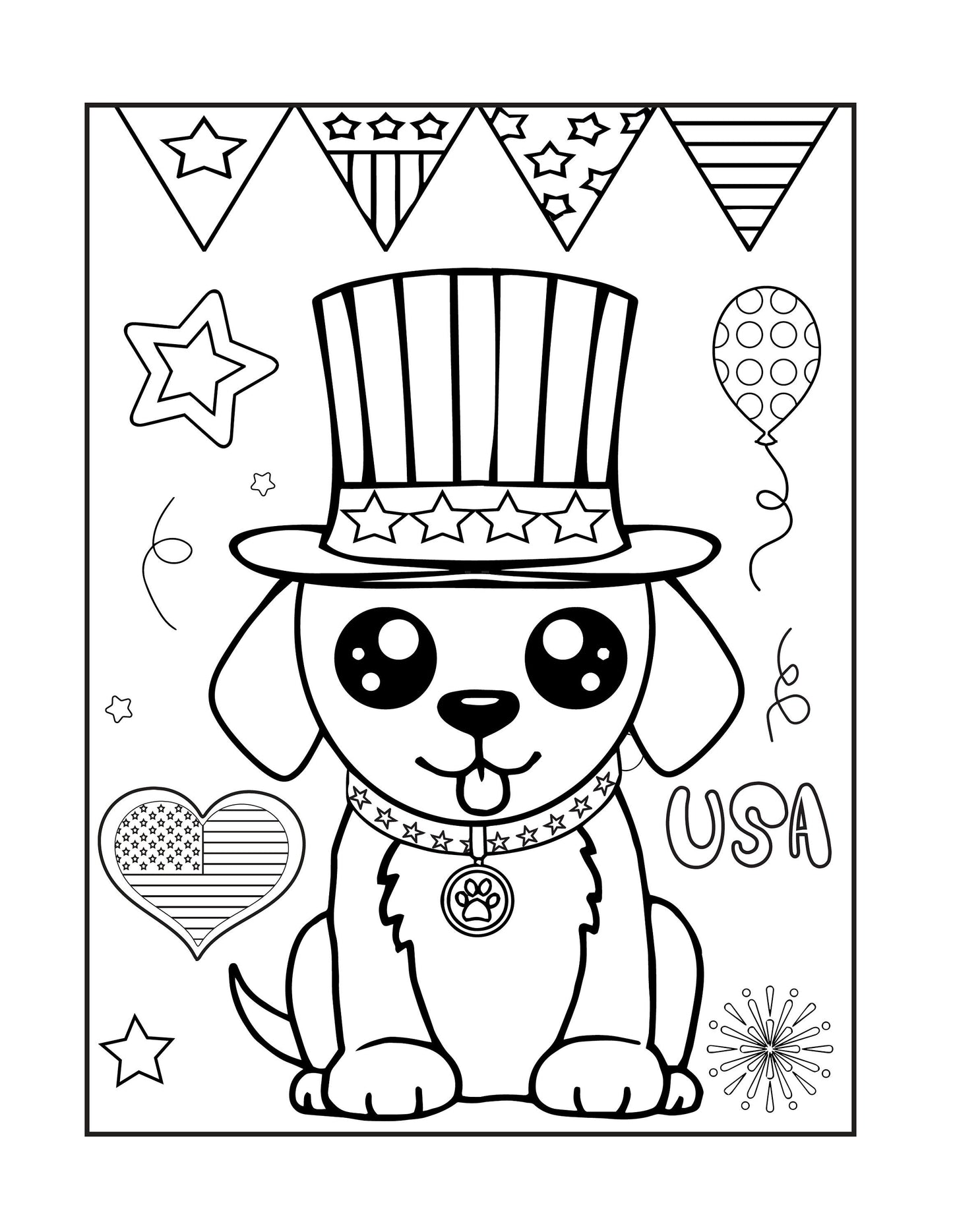 4th of July Kid's Coloring Book: 10 Patriotic Pages (Digital Download)