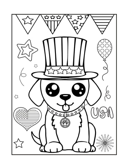 4th of July Kid's Coloring Book: 10 Patriotic Pages (Digital Download)