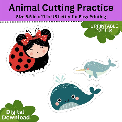 Animal Cutting Practice: Pre-K Activity Bundle (Digital Download)