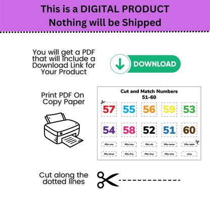 Number Cutting Practice 1-100: Pre-K Activity (Digital Download)
