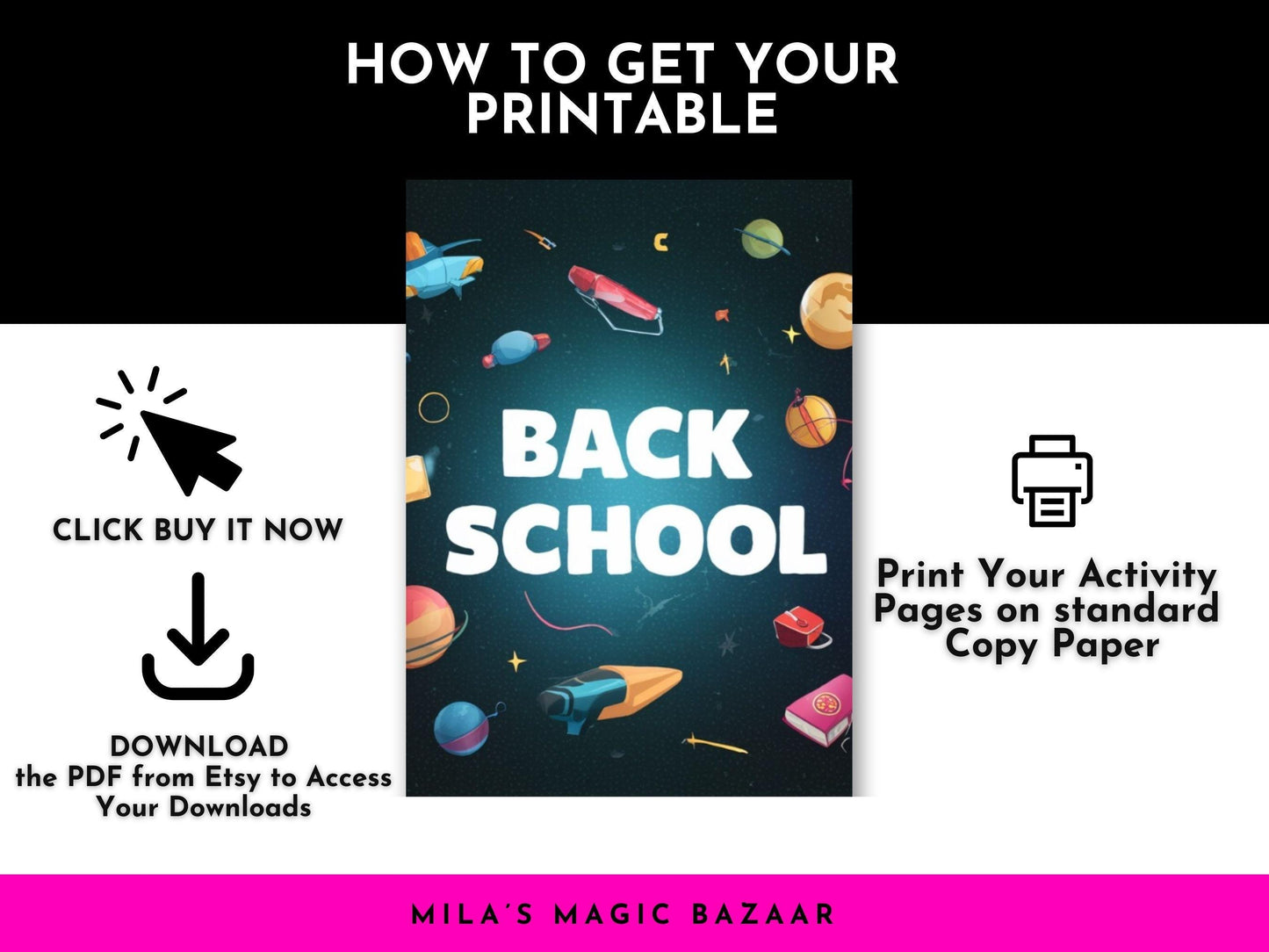 Back to School Coloring Book: 30 Fun Activity Pages (Digital Download)