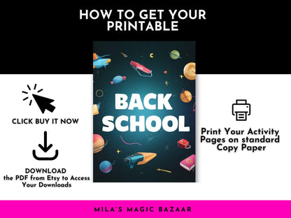 Back to School Coloring Book: 30 Fun Activity Pages (Digital Download)