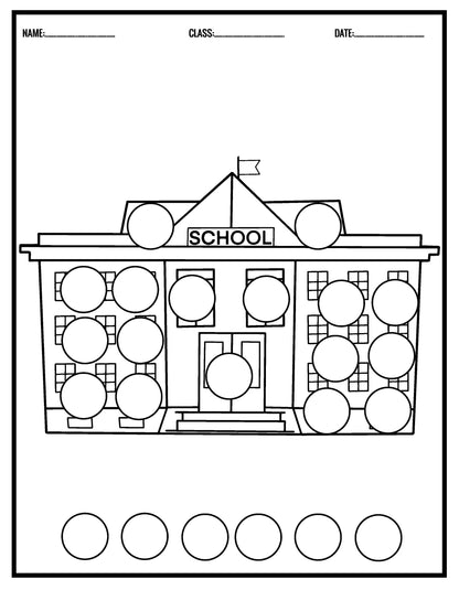 Back to School Dot Marker Activity Book: 10 Pages (Digital Download)