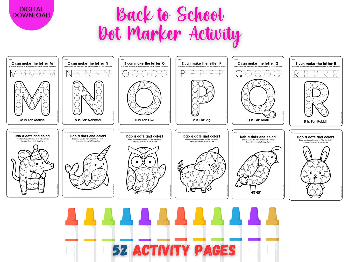 Alphabet Animals Dot Marker Activity Book: Pre-K Learning (Digital Download)
