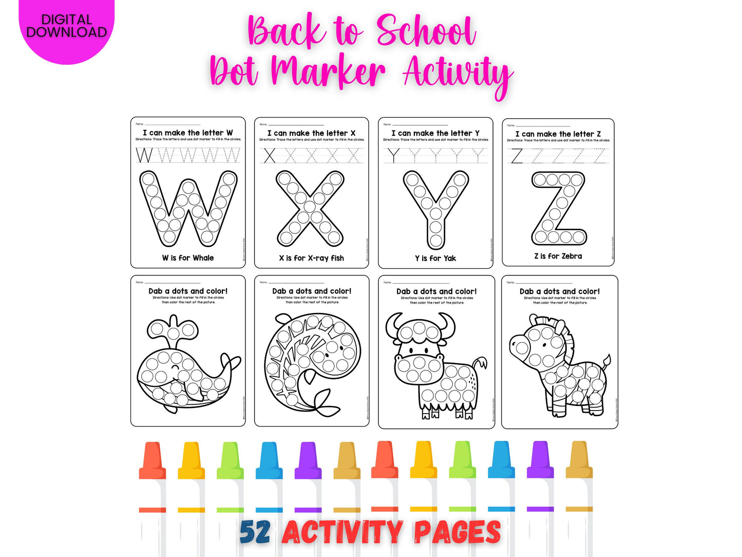 Alphabet Animals Dot Marker Activity Book: Pre-K Learning (Digital Download)