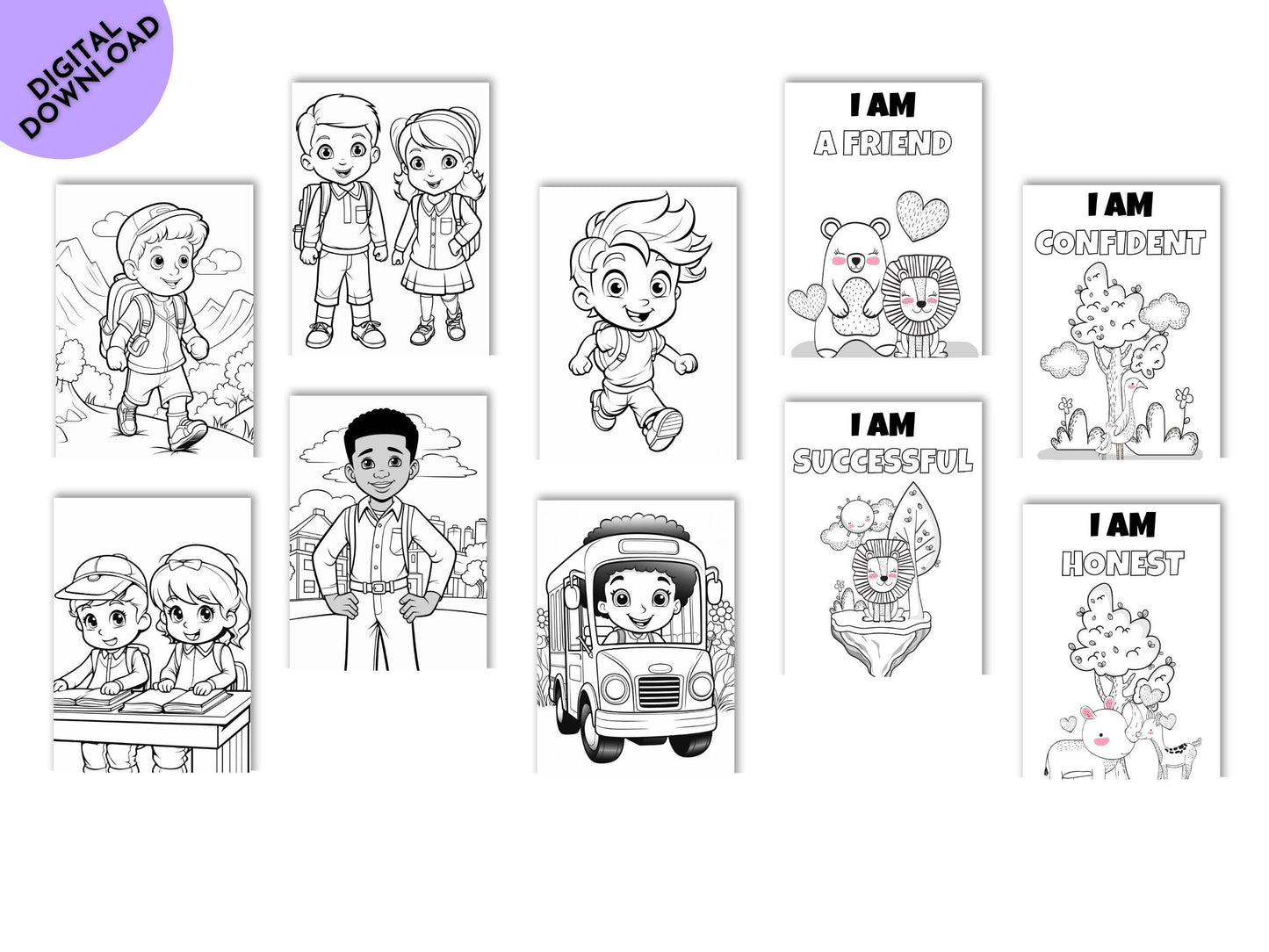 Back to School Coloring Book: 30 Fun Activity Pages (Digital Download)