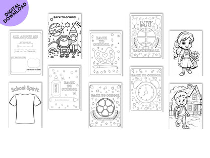 Back to School Coloring Book: 30 Fun Activity Pages (Digital Download)