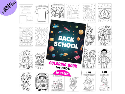 Back to School Coloring Book: 30 Fun Activity Pages (Digital Download)