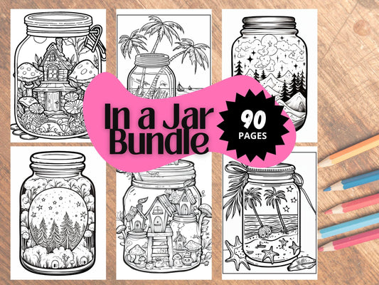 Coloring Book: 90 'In A Jar' Themed Pages (Digital Download)
