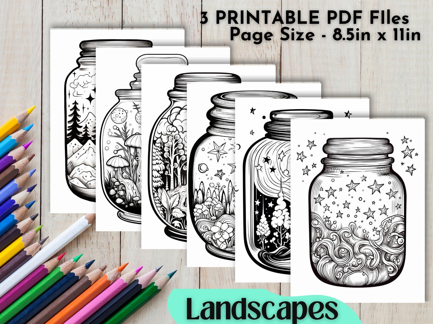Coloring Book: 90 'In A Jar' Themed Pages (Digital Download)