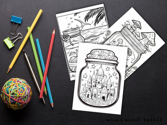 Coloring Book: 90 'In A Jar' Themed Pages (Digital Download)