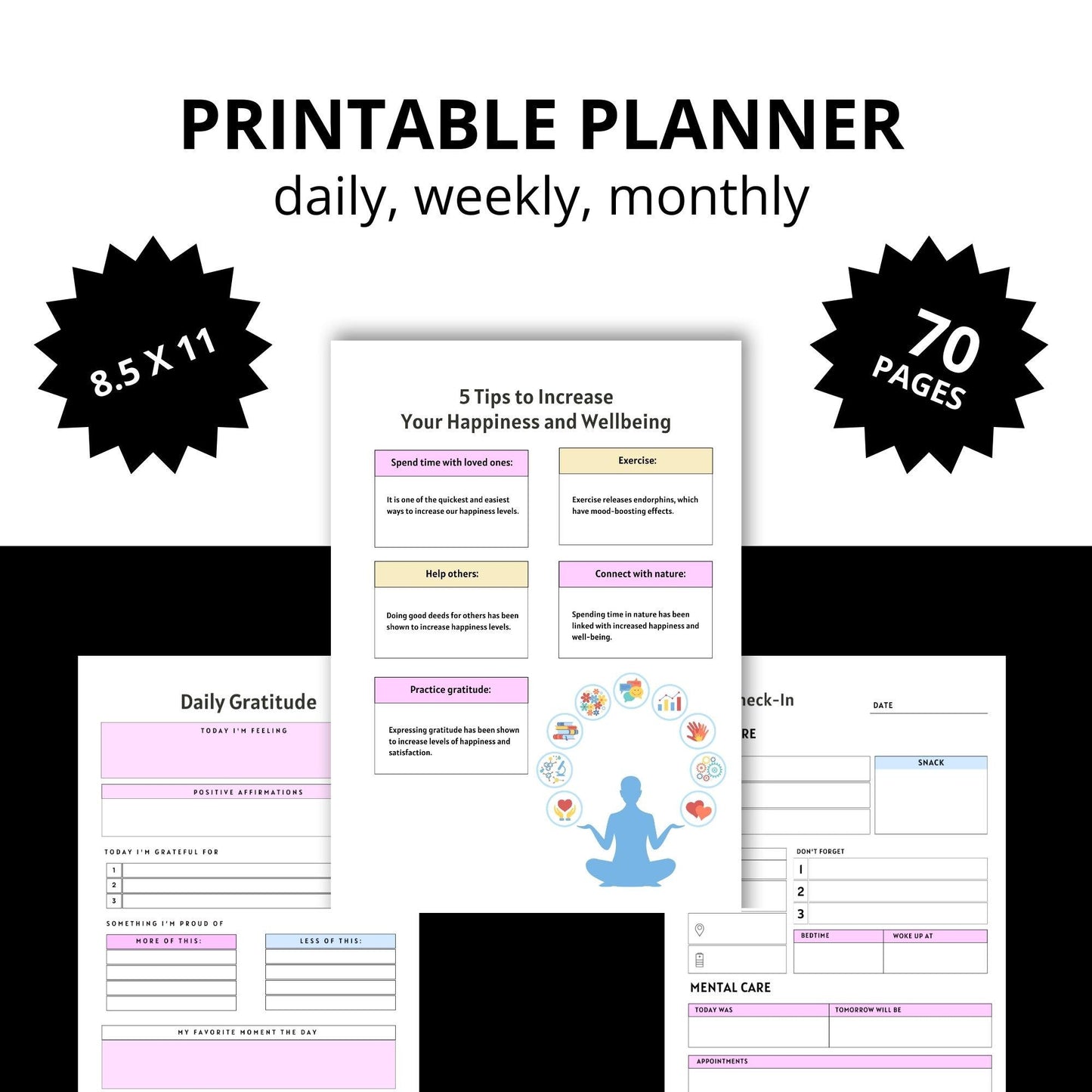 2025 Self-Care Planner: Mental Health & Daily Routine (Digital Download)