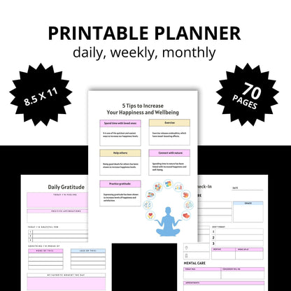 2025 Self-Care Planner: Mental Health & Daily Routine (Digital Download)