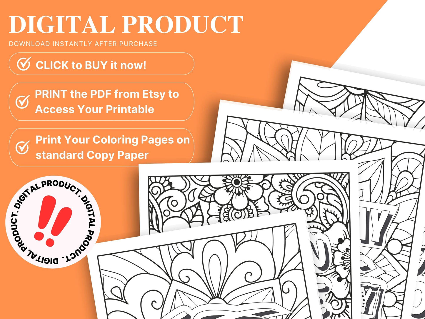 Sarcastic Woman Coloring Book: 30 Printable Self-Help Pages (Digital Download)