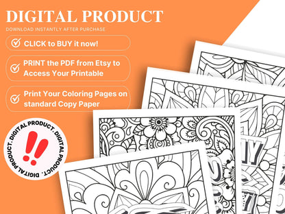 Sarcastic Woman Coloring Book: 30 Printable Self-Help Pages (Digital Download)