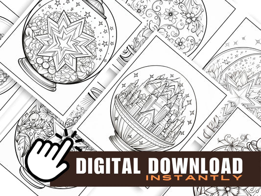 Crystal Ball Coloring Pages: 30 Printable Art Therapy Sheets (Digital Download)