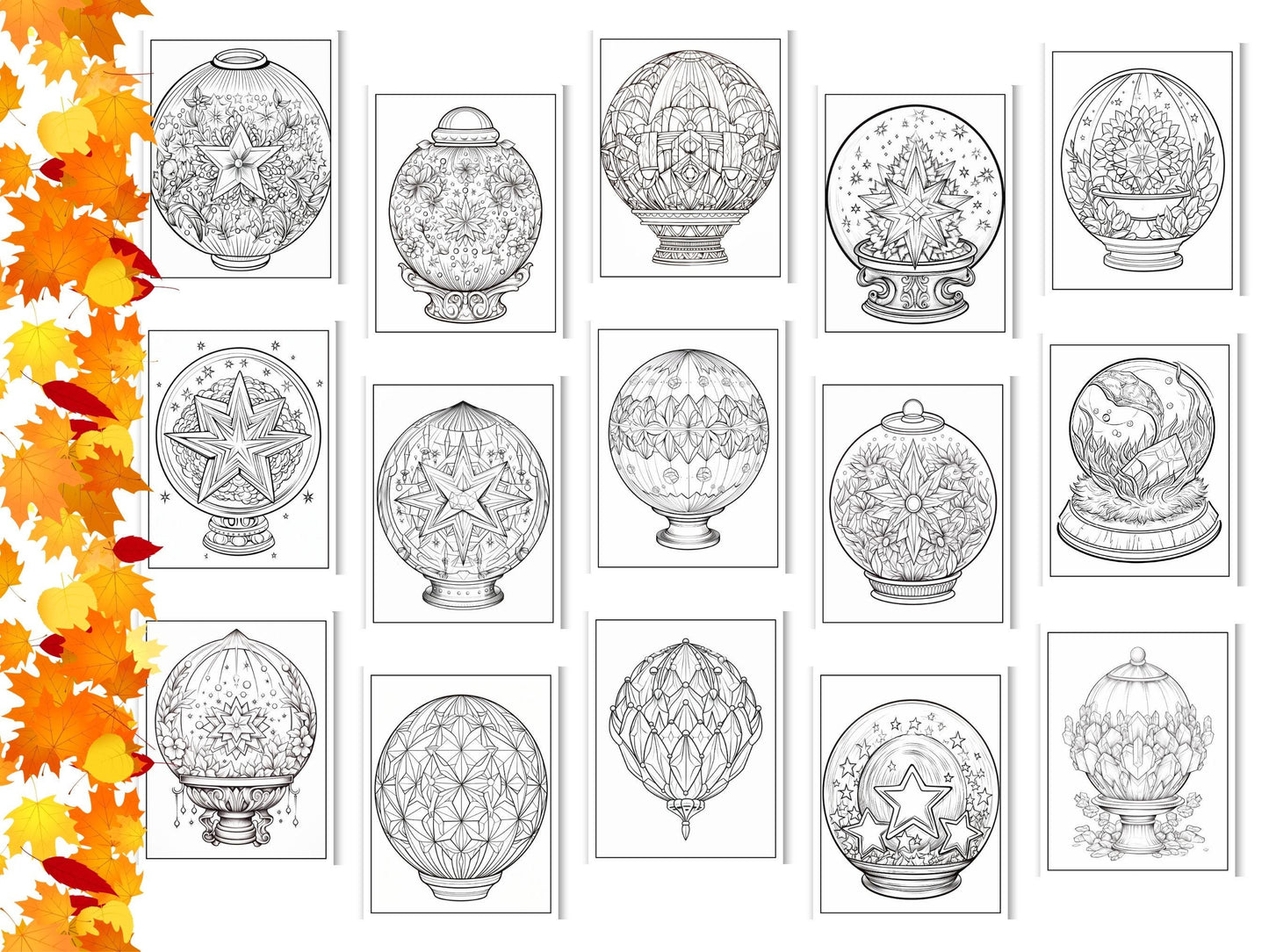 Crystal Ball Coloring Pages: 30 Printable Art Therapy Sheets (Digital Download)
