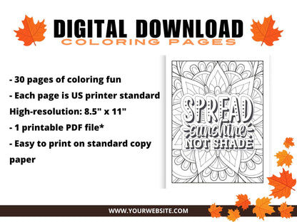 Sarcastic Woman Coloring Book: 30 Printable Self-Help Pages (Digital Download)