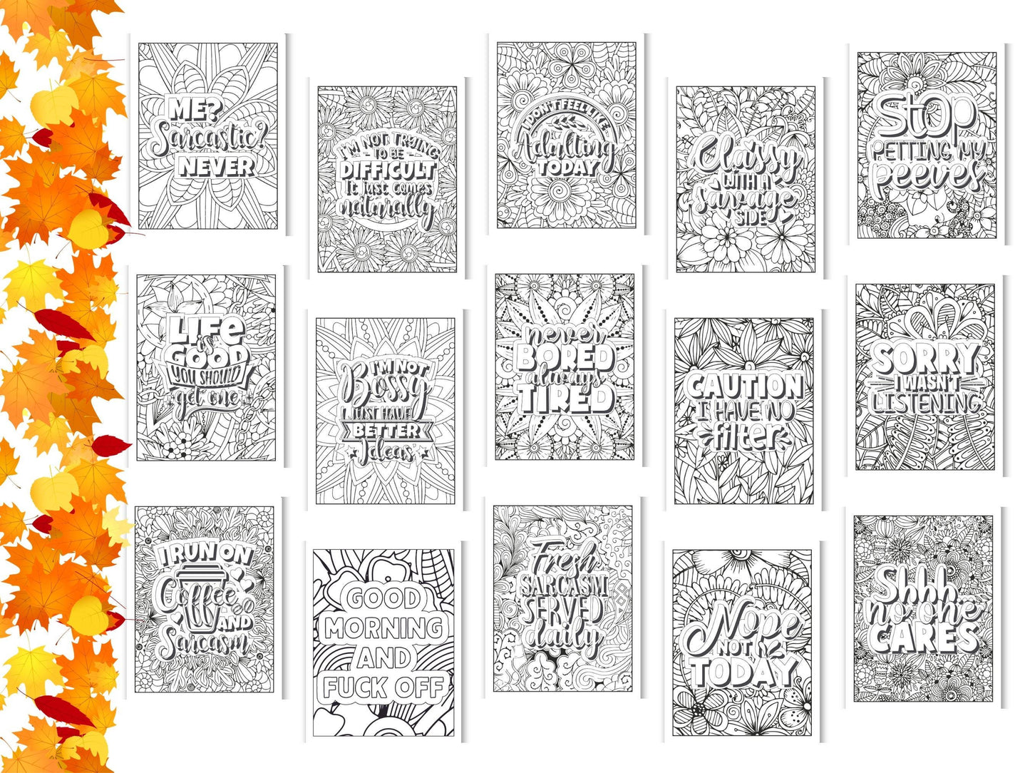 Sarcastic Woman Coloring Book: 30 Printable Self-Help Pages (Digital Download)
