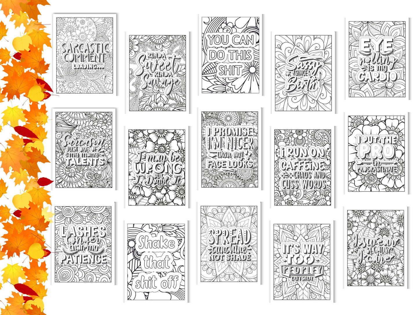 Sarcastic Woman Coloring Book: 30 Printable Self-Help Pages (Digital Download)