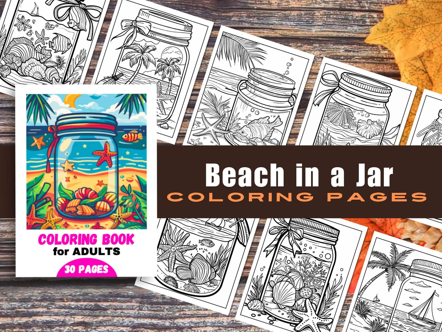 Beach in a Jar Coloring Book: 30 Printable Relaxation Pages (Digital Download)