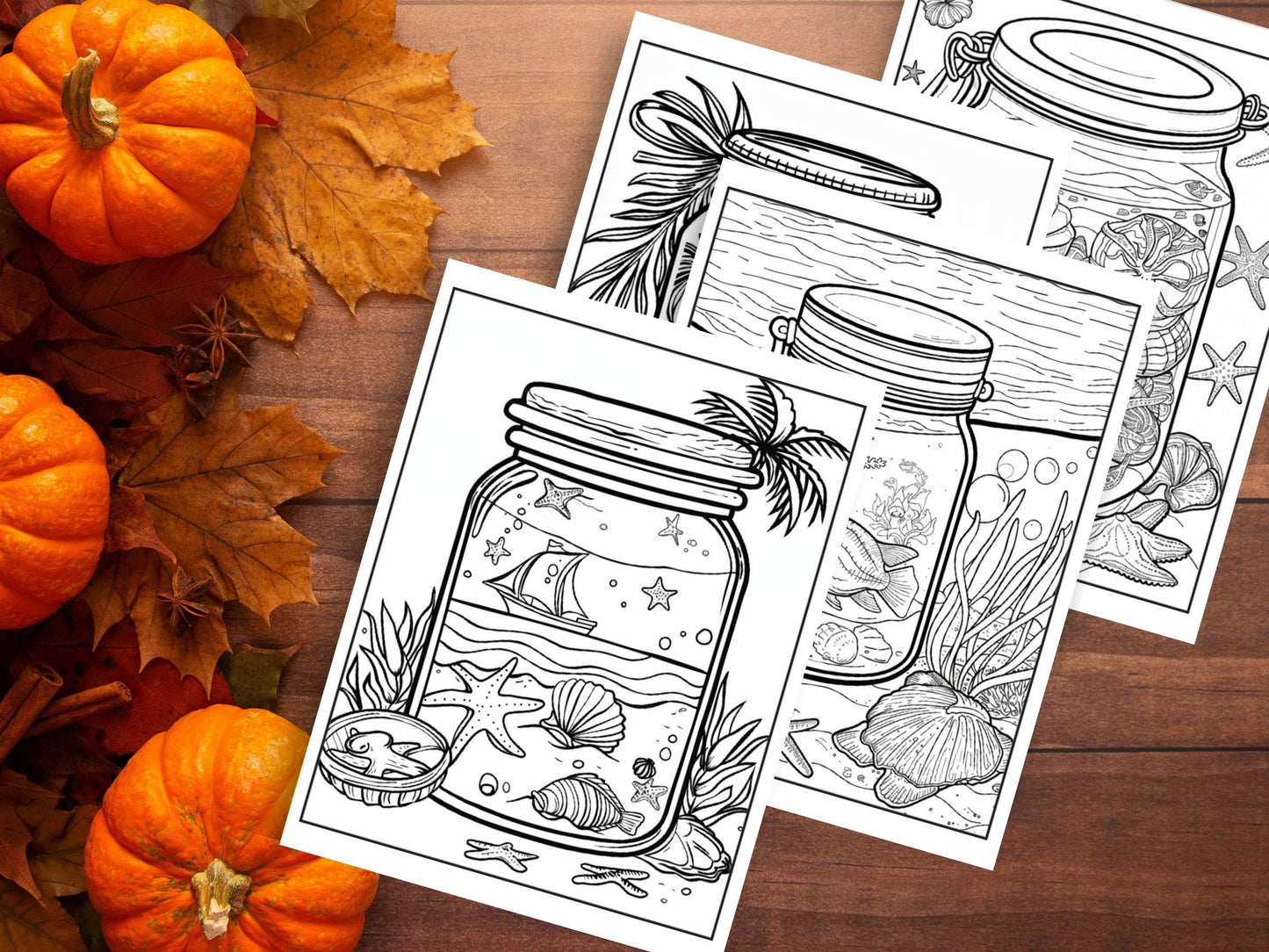 Beach in a Jar Coloring Book: 30 Printable Relaxation Pages (Digital Download)