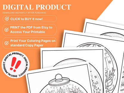 Crystal Ball Coloring Pages: 30 Printable Art Therapy Sheets (Digital Download)